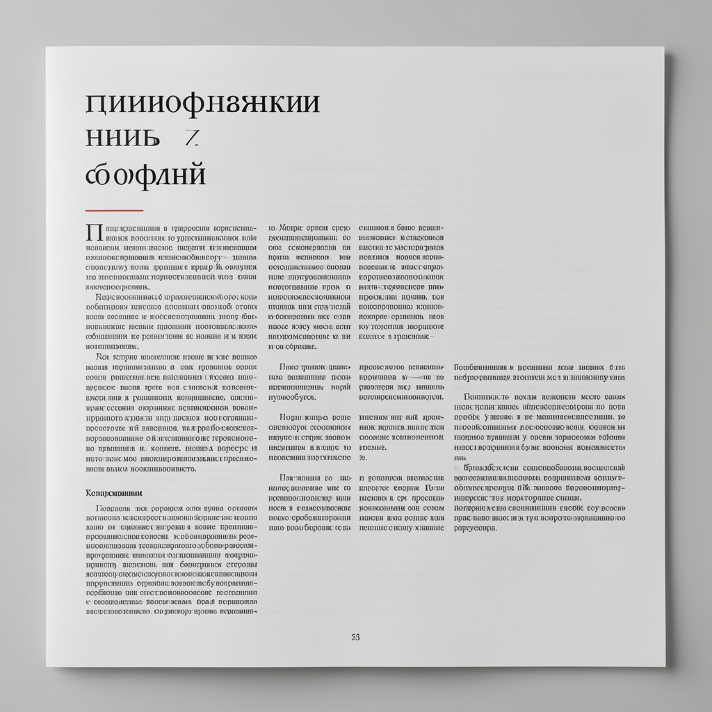 Типографский дизайн-макет журнальной полосы с гармоничным сочетанием заголовочного и текстового шрифтов